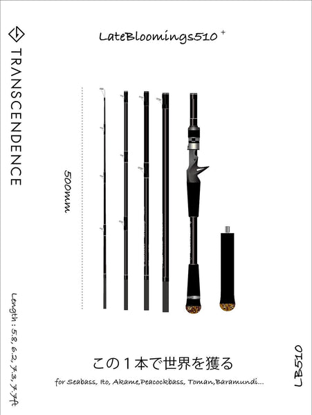 Transcendence Japan Late Bloomings 5.10+ GT-B (Four in one rod) Baitcast Travel Rod